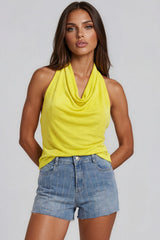Lucia Draped Halter Neck Top – Lemon