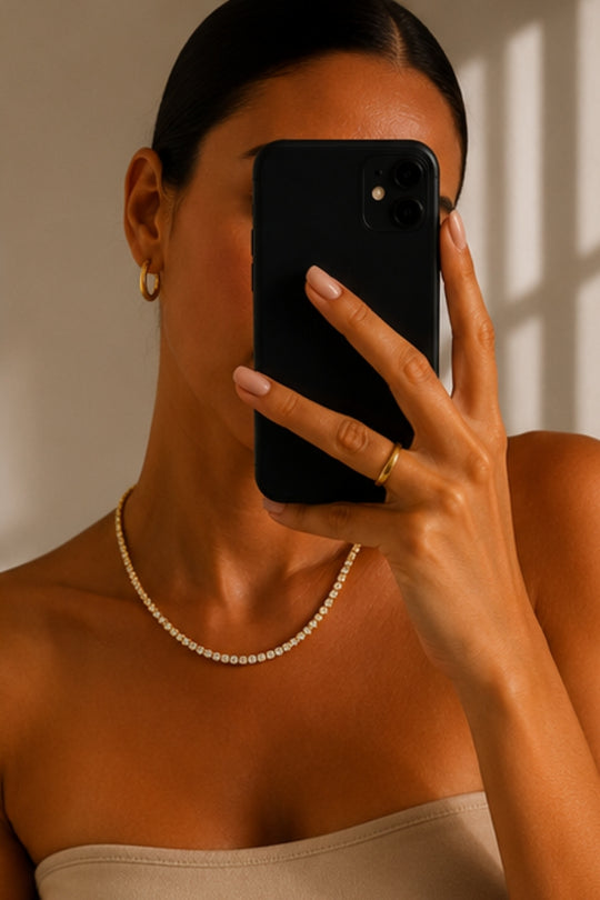 Single Row Tennis Necklace – Gold