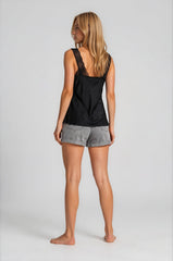 Skyler Satin Lace Trim Cami Top - Black