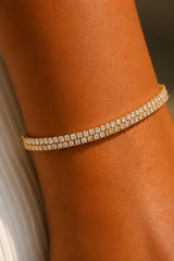 Double Row Cubic Zircon Tennis Bracelet – Gold