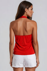 Lucia Draped Halter Neck Top – Red