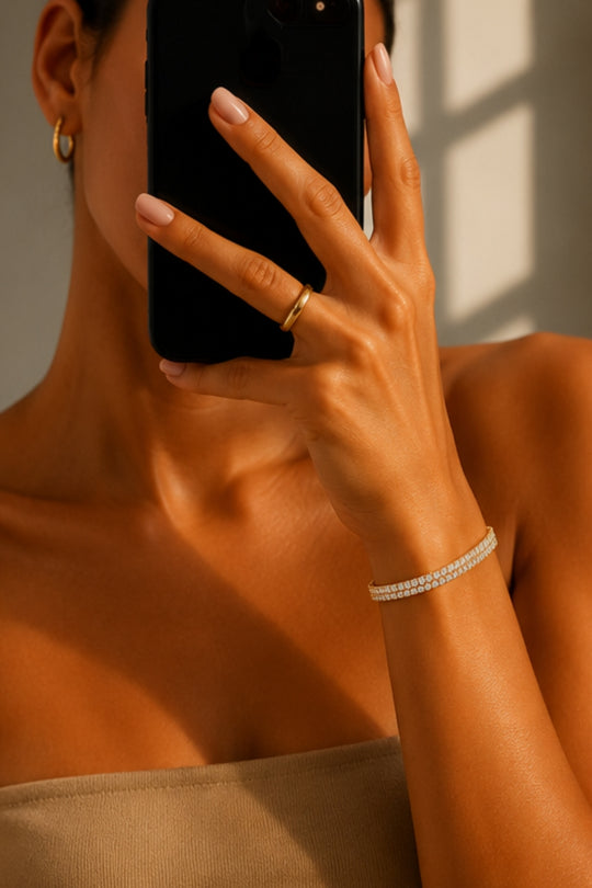 Double Row Cubic Zircon Tennis Bracelet – Gold