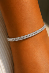 Double Row Cubic Zircon Tennis Bracelet – Silver