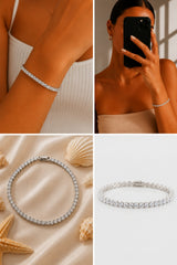 Single Row Clear Cubic Zirconia Tennis Bracelet – Silver