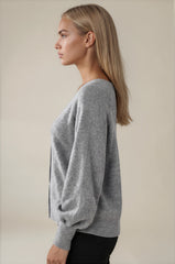 Millie Button Front Balloon Sleeve Cardigan - Grey