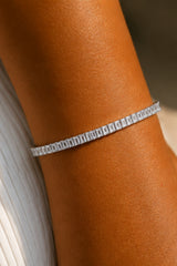 Rectangle Clear Cubic Zircon Tennis Bracelet – Silver