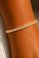 Rectangle Clear Cubic Zircon Tennis Bracelet – Gold