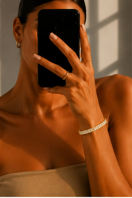 Rectangle Clear Cubic Zircon Tennis Bracelet – Gold