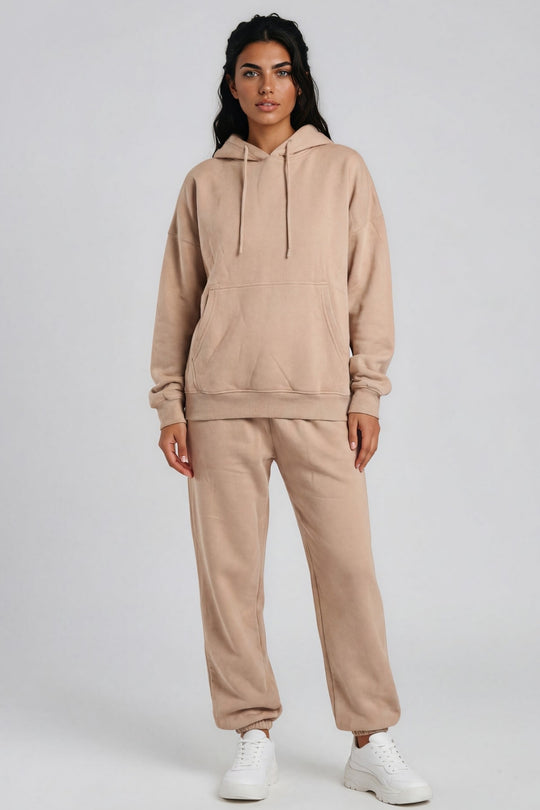 Lia Oversized Hoodie & Joggers Tracksuit Set – Beige