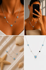 Multi Evil Eye Necklace – Silver