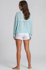 Amelia Striped Oversized Cheesecloth Shirt - Aqua