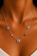 Multi Evil Eye Necklace – Silver