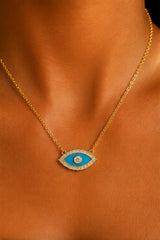 Turquoise Evil Eye Pendant Necklace - Gold