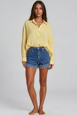 Amelia Striped Oversized Cheesecloth Shirt - Yellow