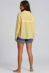 Amelia Striped Oversized Cheesecloth Shirt - Yellow
