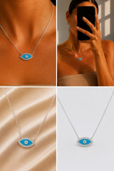Turquoise Evil Eye Pendant Necklace - Silver