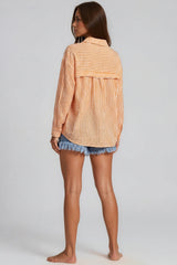Amelia Striped Oversized Cheesecloth Shirt - Orange