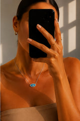 Turquoise Evil Eye Pendant Necklace - Silver