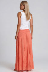 Aleah Boho Soft Flowy Maxi Skirt – Coral
