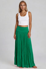 Aleah Boho Soft Flowy Maxi Skirt – Jade Green