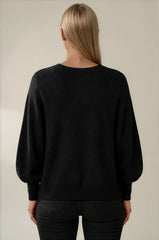 Millie Button Front Balloon Sleeve Cardigan - Black