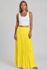 Aleah Boho Soft Flowy Maxi Skirt – Lemon
