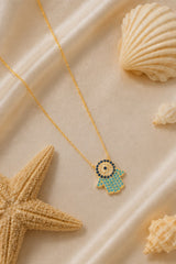 Diamante Hamsa Hand Necklace – Gold