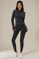 Rosie Sculpting Zip Front Leggings Co-Ord Set - Black