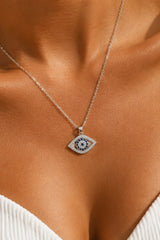 Diamant Evil Eye Pendant Necklace - Silver
