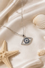 Diamant Evil Eye Pendant Necklace - Silver