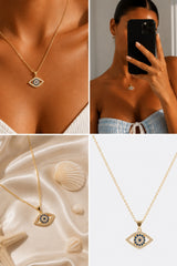 Diamant Evil Eye Pendant Necklace - Gold