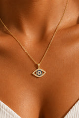 Diamant Evil Eye Pendant Necklace - Gold