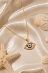 Diamant Evil Eye Pendant Necklace - Gold