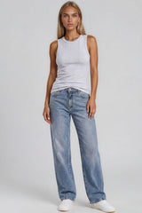 Becky Distressed Wide Leg Boyfriend Jeans – Light Blue