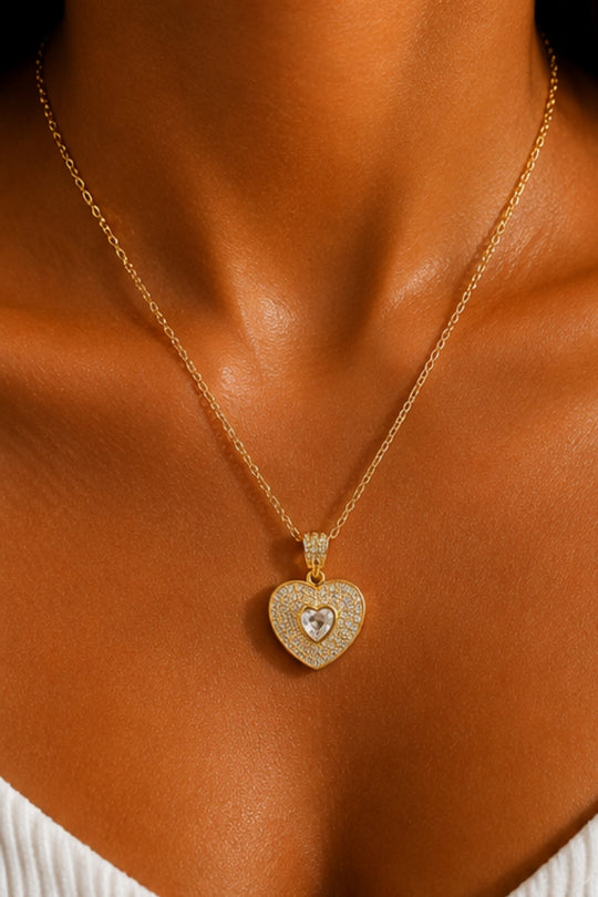 Heart in Heart Pendant Necklace – Gold