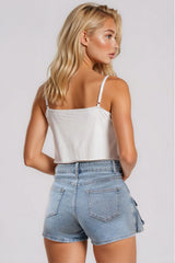 Lidia Wrap Over Denim Skort - Light Wash