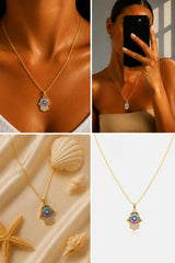 Fatima Hamza Hand Necklace – Gold
