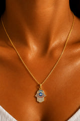 Fatima Hamza Hand Necklace – Gold