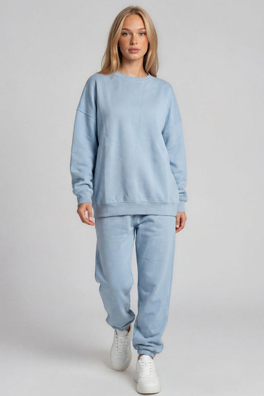 June Oversized Sweatshirt & Joggers Tracksuit Set – Baby Blue