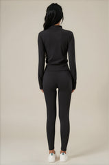 Rosie Sculpting Zip Front Leggings Co-Ord Set - Black