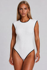 Klara Backless Ribbed Bodysuit - White