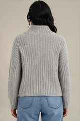 Maya Ribbed Zip Neck Knit Jumper - Light Grey