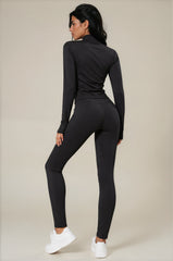 Rosie Sculpting Zip Front Leggings Co-Ord Set - Black