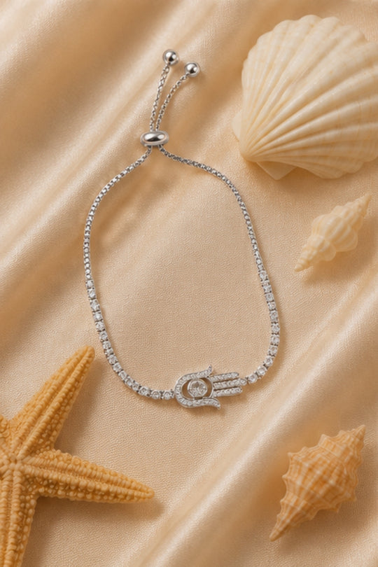 Fatima Hamza Hand Bracelet – Silver