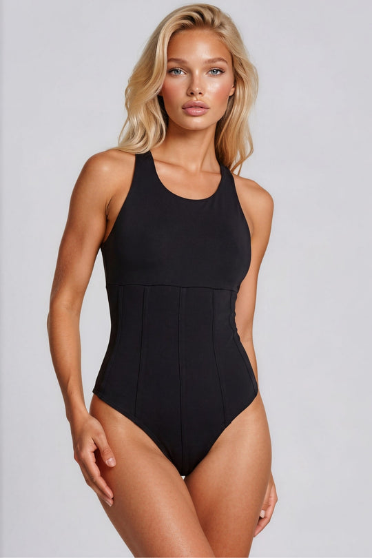 Jolene Crossover Back Bodysuit - Black