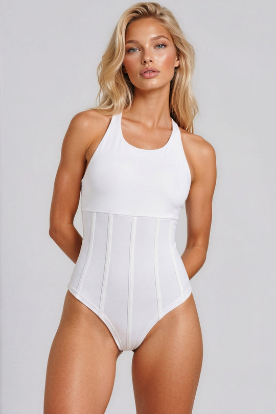 Jolene Crossover Back Bodysuit - White