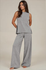 Freya Luxury Knit Wide Leg Co-Ord Set – Grey
