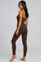 Tatiana Ribbed Seamless Unitard Jumpsuit – Chocolate Brown