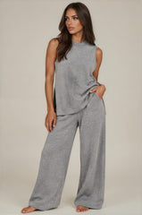 Freya Luxury Knit Wide Leg Co-Ord Set – Grey