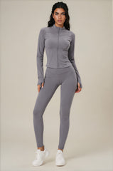 Rosie Sculpting Zip Front Leggings Co-Ord Set - Dark Grey